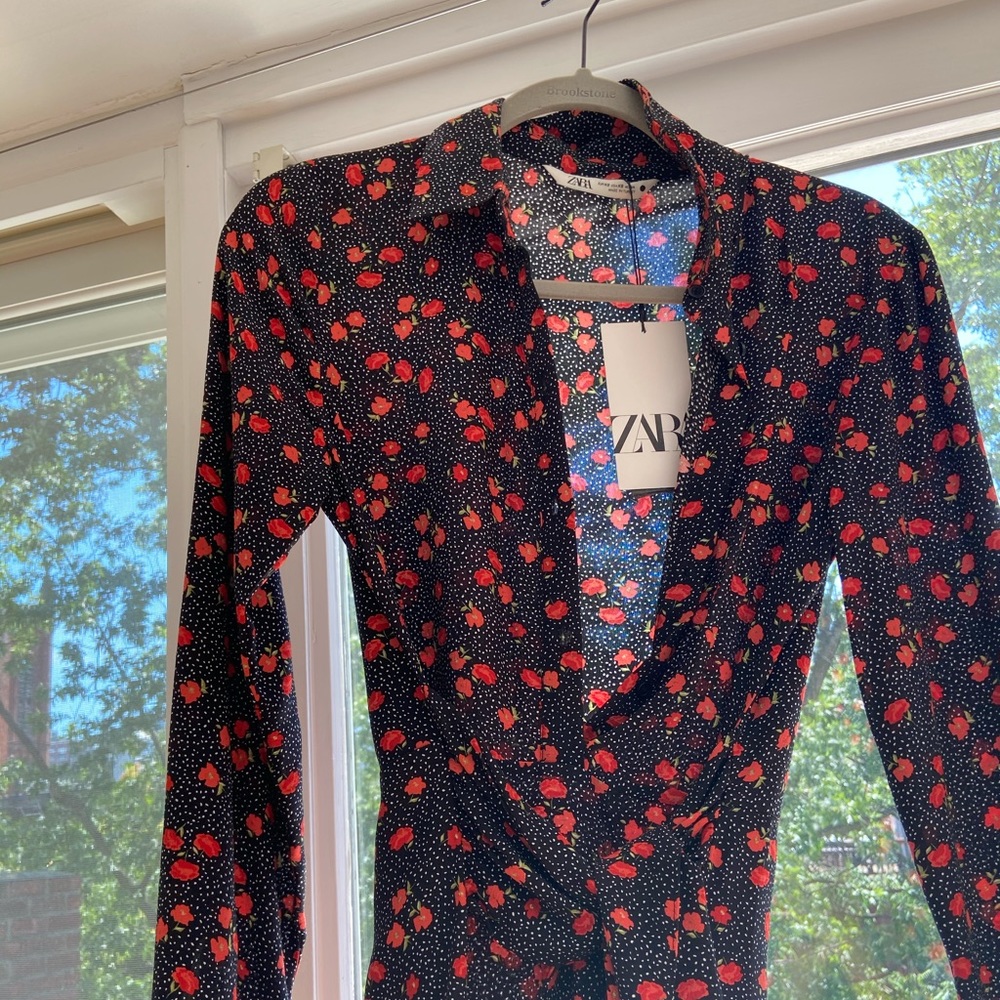 3/4 length long sleeve flower dress